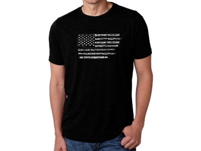 LA Pop Art Men's Premium Blend Word Art T-shirt - Glory Hallelujah Flag, Extra Large, Black