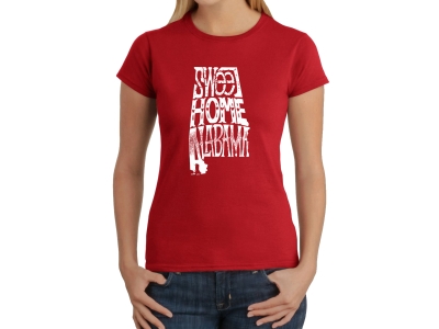 LA Pop Art Women's Word Art T-Shirt - Sweet Home Alabama, Extra Large, Red