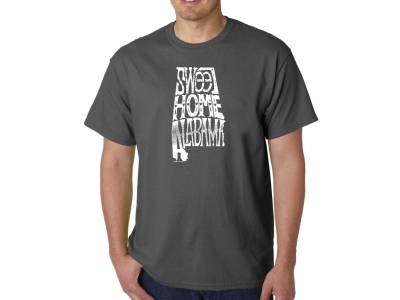 LA Pop Art Men's Word Art T-shirt - Sweet Home Alabama, Small, Grey