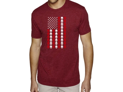 LA Pop Art Skull Flag - Men's Premium Blend Word Art T-Shirt, Large, Red
