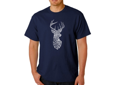 LA Pop Art Men's Word Art T-shirt - Types of Deer, 4XL, Navy Blue