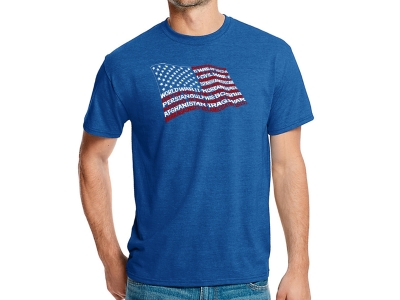 LA Pop Art Men's Premium Blend Word Art T-shirt - American Wars Tribute Flag