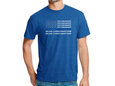 LA Pop Art Men's Premium Blend Word Art T-shirt - Blue Lives Matter, XXL, Royal Blue