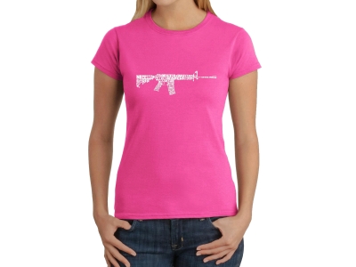 LA Pop Art Women's Word Art T-Shirt - AR-15 2nd Amendment Word Art, Small, Pink
