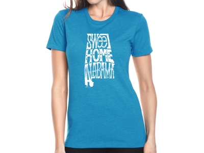LA Pop Art Women's Premium Blend Word Art T-shirt - Sweet Home Alabama, XXL, Turquoise
