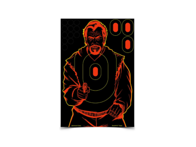 Birchwood  Shoot-N-C Reactive Target 12"x18" Bad Guy Silhouette, Black/Red