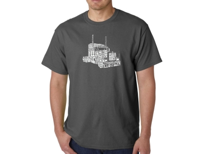 LA Pop Art Men's Word Art T-shirt - KEEP ON TRUCKIN', Extra Large, Grey