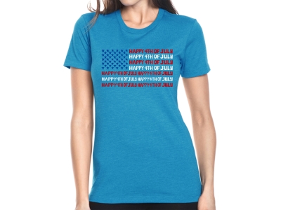 LA Pop Art Happy 4th of July - Women's Premium Blend Word Art T-Shirt, Small, Turquoise