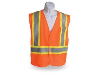 Walkers Dual Color Hook and Loop Safety Vest, Orange, Small