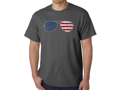 LA Pop Art Americana Sunglasses - Men's Word Art T-Shirt, XXL, Grey