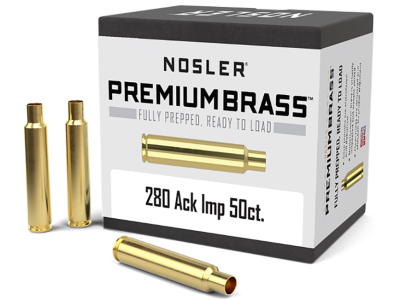 Nosler Premium Brass Unprimed Rifle Cases, .280 Ackley Improved, 50