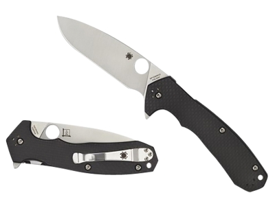 Spyderco 3.80" CPM S30V Folding Knife Black Carbon Fiber G10 Handle