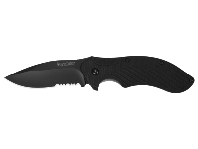 Kershaw 3.1" 8Cr13MoV Drop Point Serrated Blade Black Nylon Handle