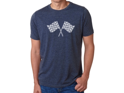 LA Pop Art Men's Premium Blend Word Art T-shirt - RACE TRACKS, XXL, Navy Blue
