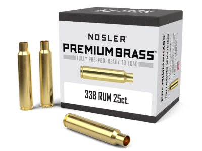 Nosler Premium Brass Unprimed Rifle Cases, .338 Remington Ultra Magnum, 25