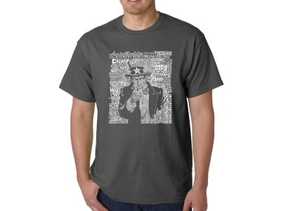 LA Pop Art Men's Word Art T-shirt - UNCLE SAM, Large, Grey