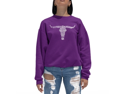 LA Pop Art Women's Word Art Crewneck Sweatshirt - Names of Legendary Outlaws
