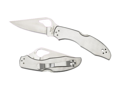 Spyderco 2.93" Folding Clip Point 8Cr13MoV Satin Stainless Handle