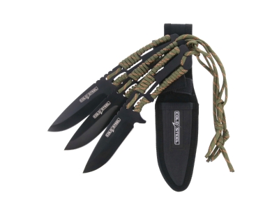 Cold Steel Throwing Knives With Paracord Handle - 3 Pack With Sheath