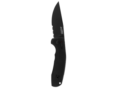SOG TAC AU Partially Serrated Presentation Box, Black, Ambidextrous