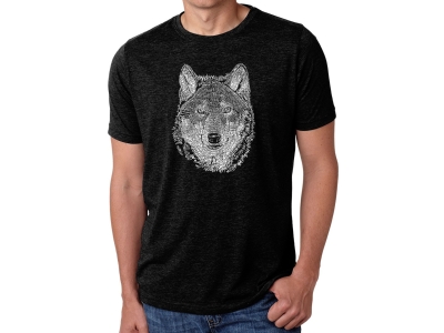 LA Pop Art Men's Premium Blend Word Art T-shirt - Wolf, Small, Black