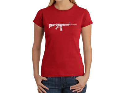 LA Pop Art Women's Word Art T-Shirt - AR-15 2nd Amendment Word Art, Large, Red