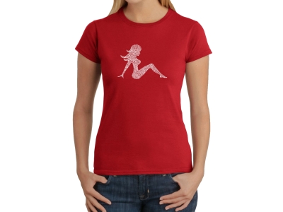 LA Pop Art Women's Word Art T-Shirt - MUDFLAP GIRL, XXL, Red