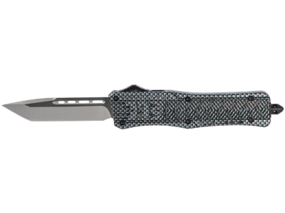 CobraTec 3" D2 OTF Tanto Knife Black Carbon Fiber Aluminum Handle
