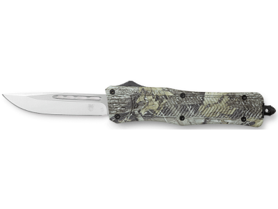 CobraTec 3" OTF Drop Point Knife D2 4.5" Woodland Camo Handle