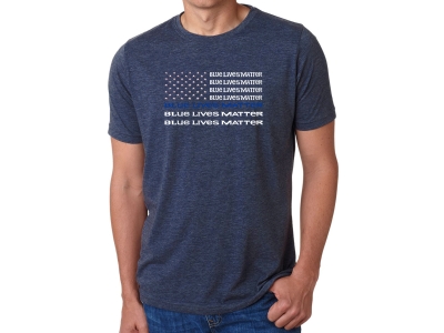LA Pop Art Men's Premium Blend Word Art T-shirt - Blue Lives Matter, Large, Navy Blue