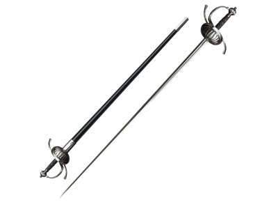 Cold Steel Ribbed Shell Swept Hilt Rapier, Black