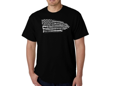 LA Pop Art Men's Word Art T-shirt - Pledge of Allegiance Flag, 4XL, Black