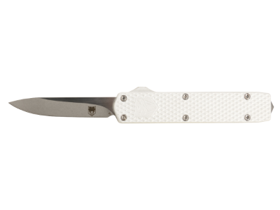 CobraTec 2.25" OTF Knife Stonewashed D2 Silver Anodized Aluminum