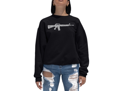 LA Pop Art Women's Word Art Crewneck Sweatshirt - RIFLEMANS CREED, Small, Black