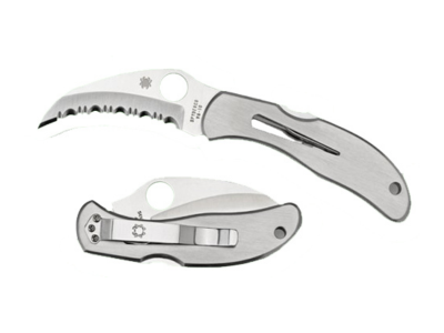 Spyderco 2.75" Hawkbill VG-10 Blade Stainless Steel Handle