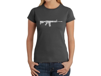 LA Pop Art Women's Word Art T-Shirt - AR-15 2nd Amendment Word Art, XXL, Grey