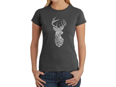 LA Pop Art Women's Word Art T-Shirt - Types of Deer