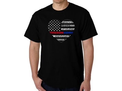 LA Pop Art Men's Word Art T-shirt - American Woman, 4XL, Black