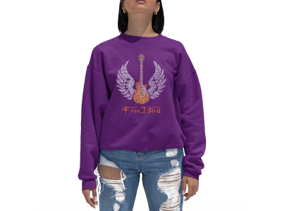 LA Pop Art Women's Word Art Crewneck Sweatshirt - LYRICS TO FREEBIRD