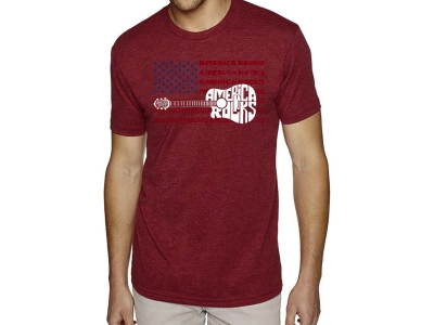 LA Pop Art America Rocks - Men's Premium Blend Word Art T-Shirt, Small, Red
