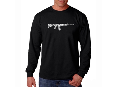 LA Pop Art Men's Word Art Long Sleeve T-shirt - AR15 2nd Amendment Word Art, Medium, Black