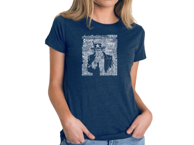 LA Pop Art Women's Premium Blend Word Art T-shirt - UNCLE SAM, Large, Navy Blue