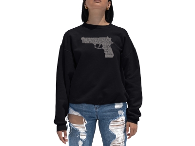LA Pop Art Women's Word Art Crewneck Sweatshirt - RIGHT TO BEAR ARMS, Small, Black