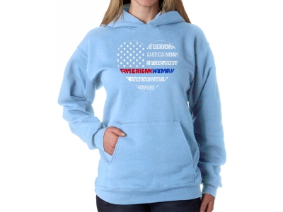 LA Pop Art Women's Word Art Hooded Sweatshirt - American Woman, 4XL, Blue