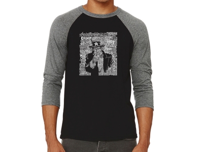 LA Pop Art Men's Raglan Baseball Word Art T-shirt - UNCLE SAM, Extra Large, Grey