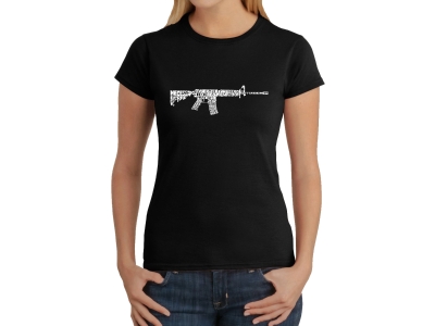 LA Pop Art Women's Word Art T-Shirt - AR-15 2nd Amendment Word Art, Medium, Black