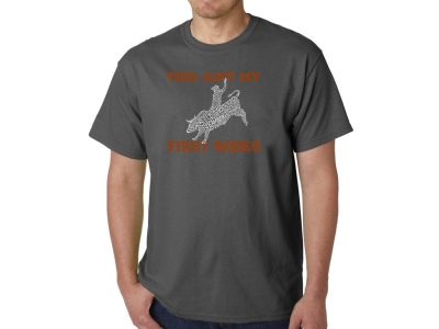 LA Pop Art Men's Word Art T-shirt - This Aint My First Rodeo, Extra Large, Grey