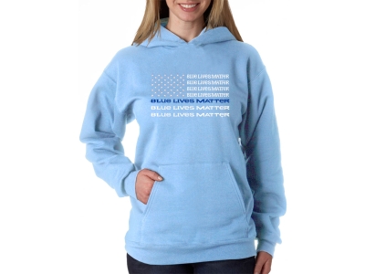 LA Pop Art Women's Word Art Hooded Sweatshirt -Blue Lives Matter, XXL