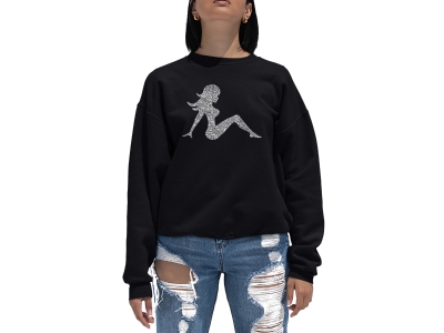 LA Pop Art Women's Word Art Crewneck Sweatshirt - MUDFLAP GIRL, XXL, Black