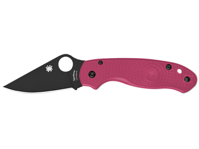 Spyderco 2.93" Folding Pocket Knife Black DLC BD1N Blade Pink FRN Handle